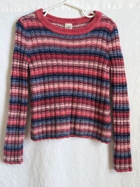 OshKosh B'gosh Pink and Blue Striped Cozy Crewneck Sweater